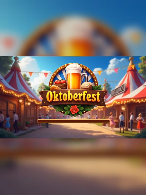 Couverture du jeu Oktoberfest avec un emblème festif de fête de la bière